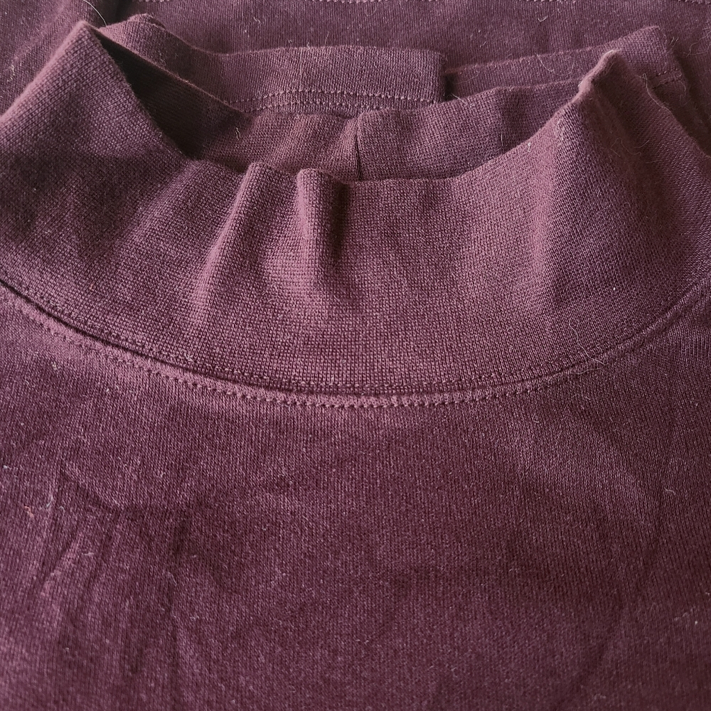 NWT St. John's Bay stretch half turtle neck top shirt burgundy purple 1X - Picture 2 of 2